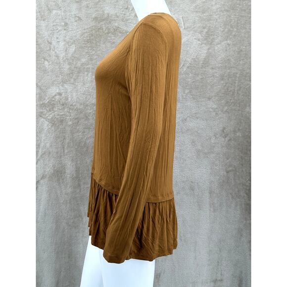 LOGO Lori Goldstein Top Womens Medium Tan Camel Twin Set Layered Tunic Stretch - Picture 4 of 8